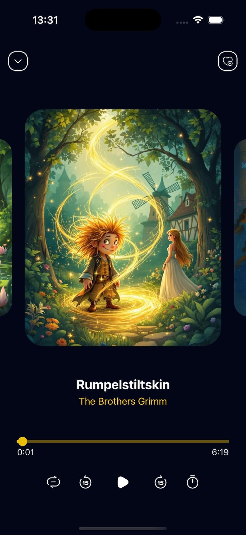 Dreamie Kids Story Selection Screen with Categories